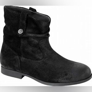 Birkenstock Women’s Black Waxed Suede Sarnia Slouchy Boots Comfort Size 38